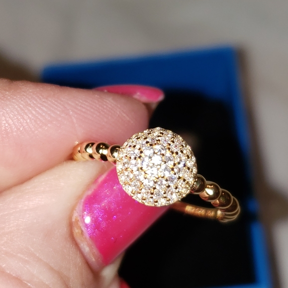 Sz 9, White Cubic Zirconia 18K YG Over 925 Silver Ring & Earrings Set, NWT - Picture 4 of 10